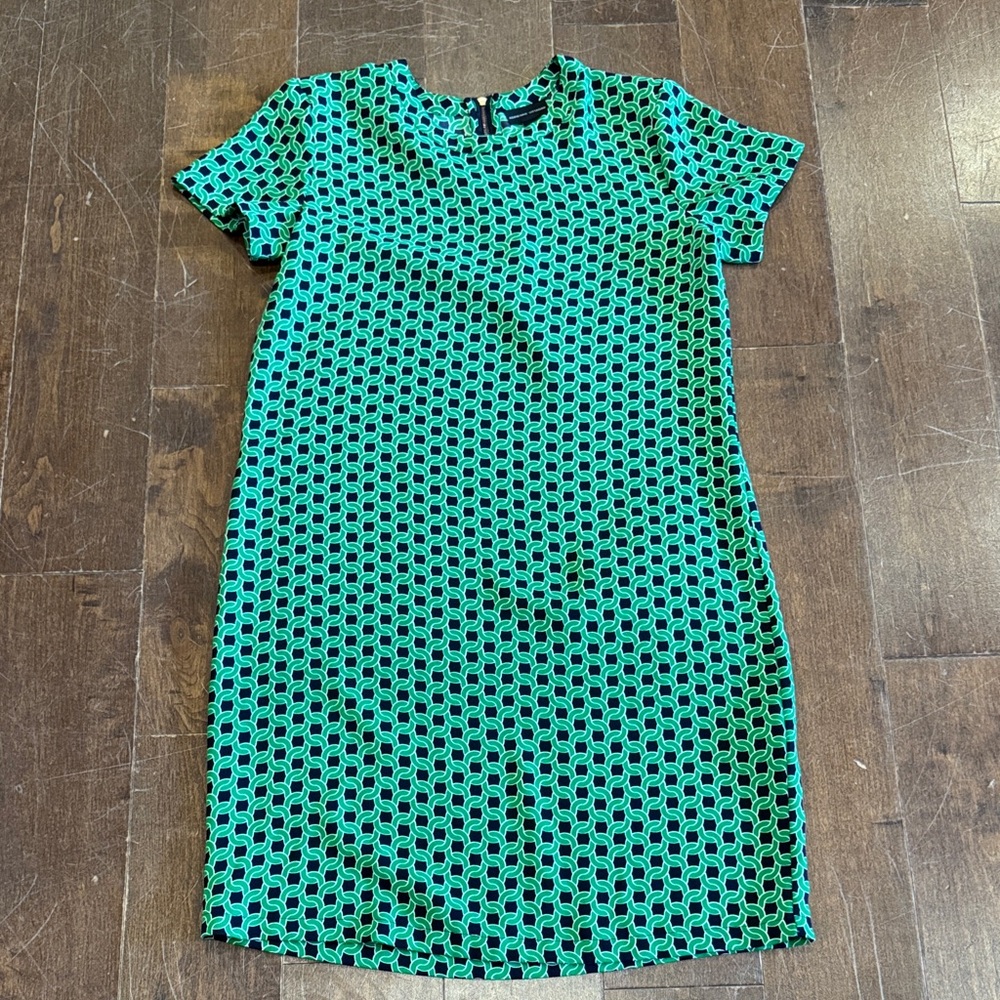 Adrienne Vittadini Green and Black Mini Dress